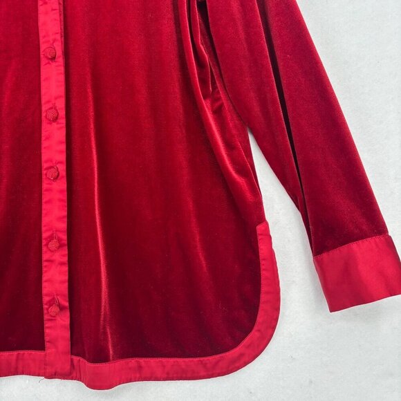 Soft Surroundings Esmarelda Velvet Blouse Top Size M Red Long Sleeve Stretch - Picture 8 of 12